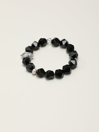 Obsidian Gleam — Black Agate & Freshwater Pearl Bracelet