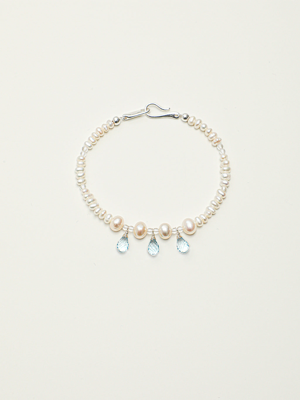 Crystal Cascade — Pearl & Blue Topaz Bracelet