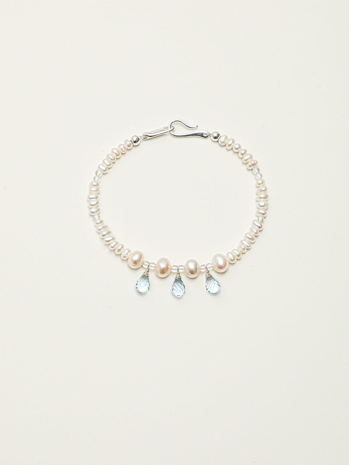 Crystal Cascade — Pearl & Blue Topaz Bracelet