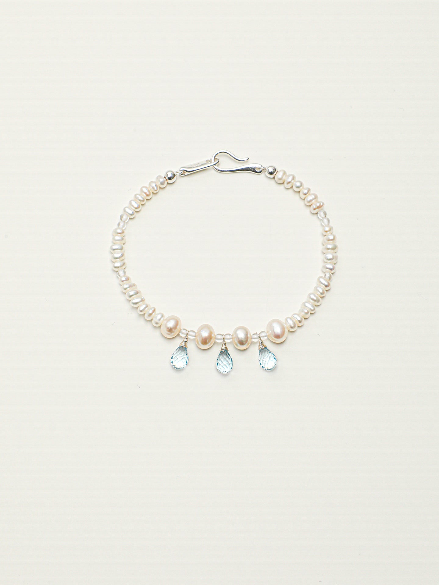 Crystal Cascade — Pearl & Blue Topaz Bracelet