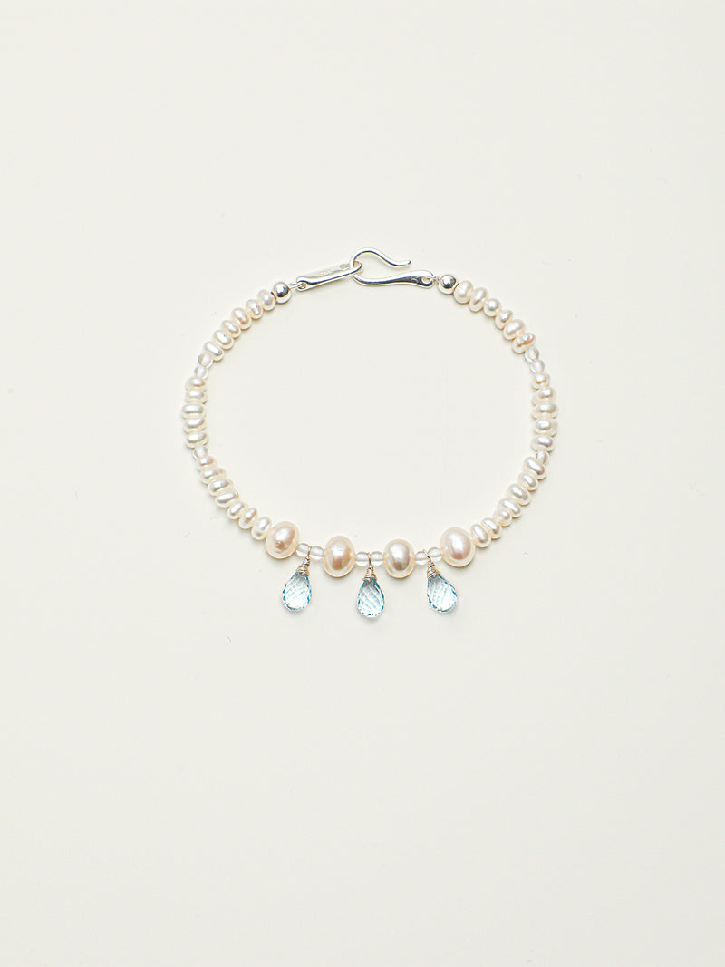 Crystal Cascade — Pearl & Blue Topaz Bracelet