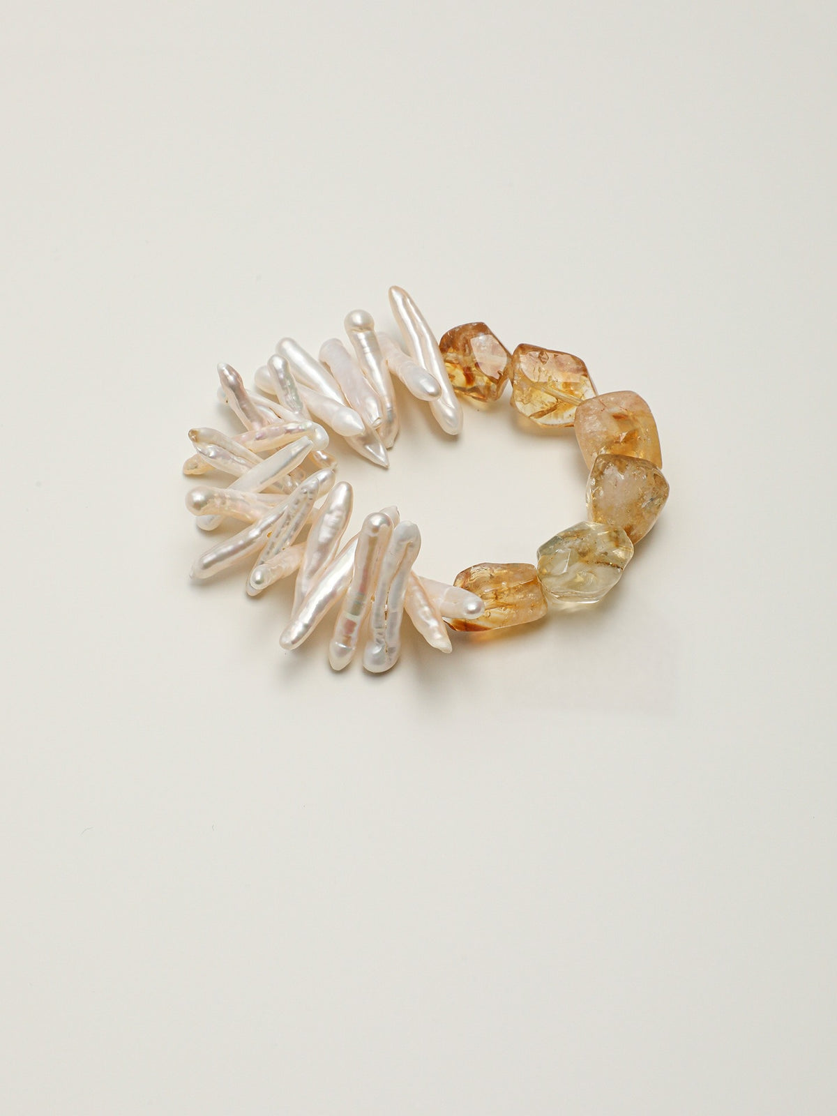 Golden Current — Citrine & Baroque Pearl Bracelet