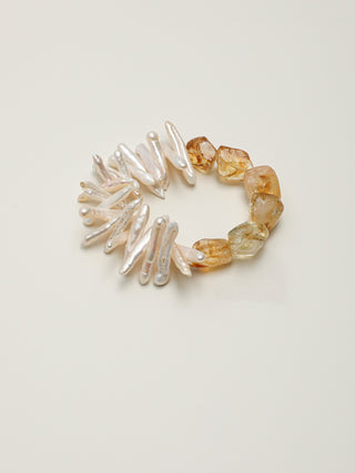 Golden Current — Citrine & Baroque Pearl Bracelet