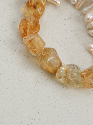 Golden Current — Citrine & Baroque Pearl Bracelet
