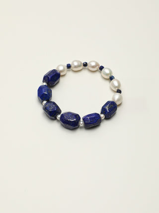 Indigo Tide — Lapis Lazuli & Freshwater Pearl Bracelet