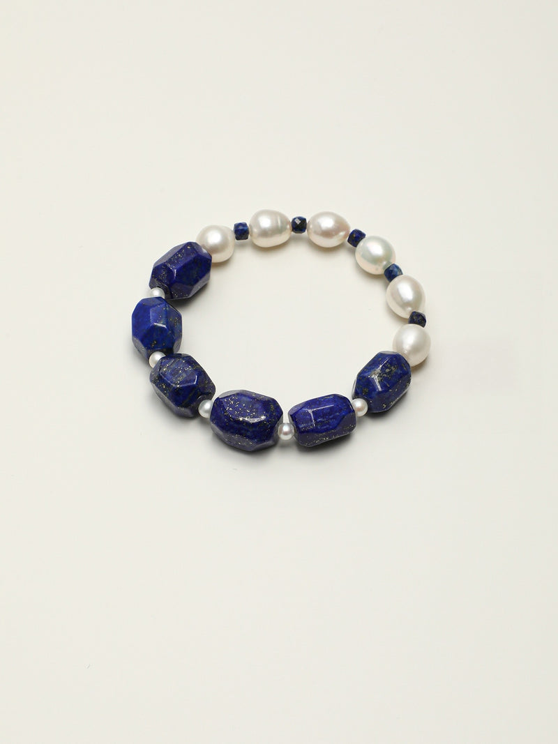 Indigo Tide — Lapis Lazuli & Freshwater Pearl Bracelet