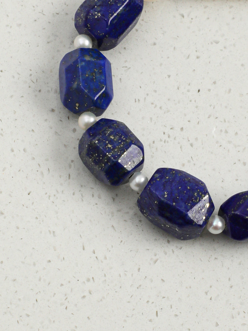Indigo Tide — Lapis Lazuli & Freshwater Pearl Bracelet