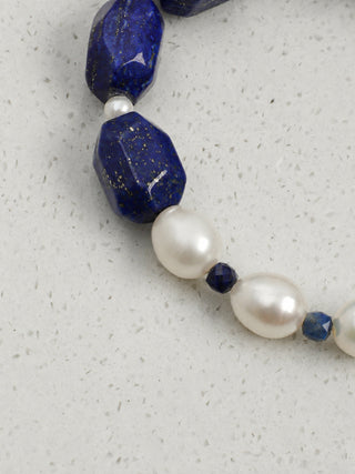 Indigo Tide — Lapis Lazuli & Freshwater Pearl Bracelet