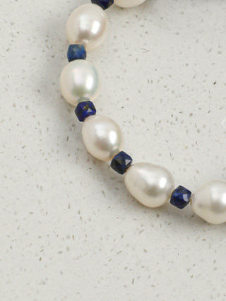 Indigo Tide — Lapis Lazuli & Freshwater Pearl Bracelet