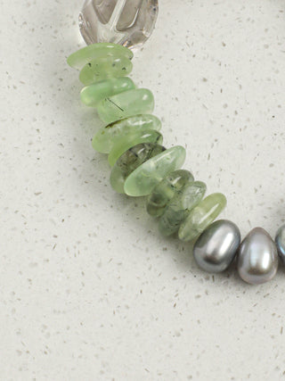 Verdant Mist — Green Crystal & Freshwater Pearl Bracelet