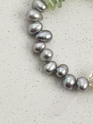 Verdant Mist — Green Crystal & Freshwater Pearl Bracelet