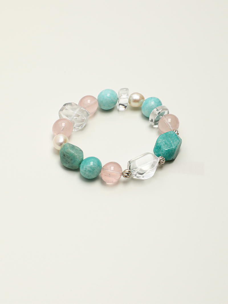 Blush Lagoon — Amazonite & Rose Quartz Bracelet