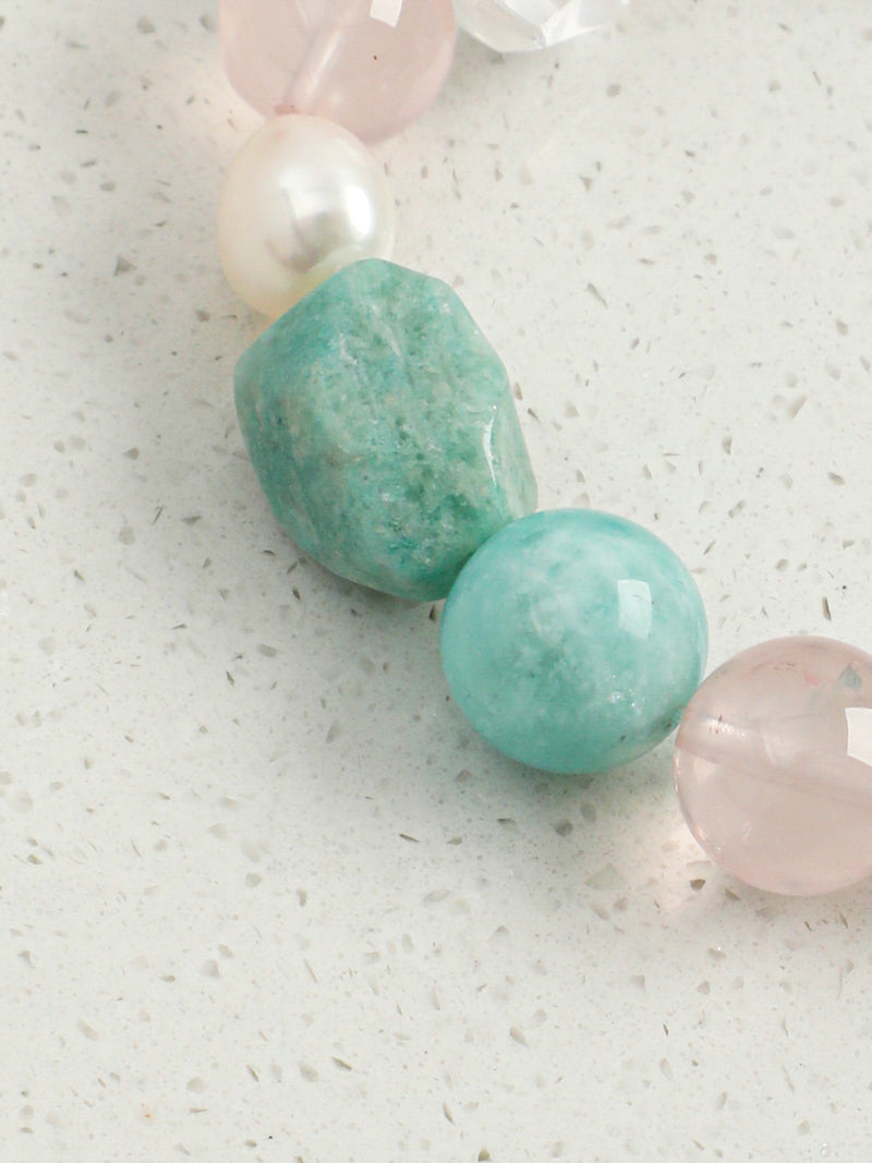 Blush Lagoon — Amazonite & Rose Quartz Bracelet