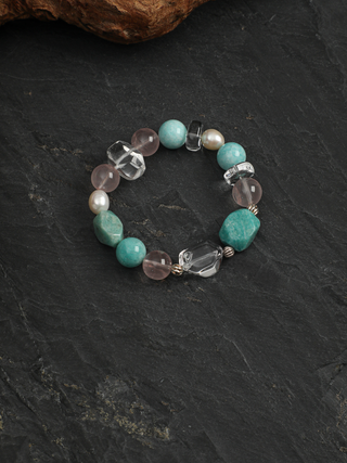 Blush Lagoon — Amazonite & Rose Quartz Bracelet