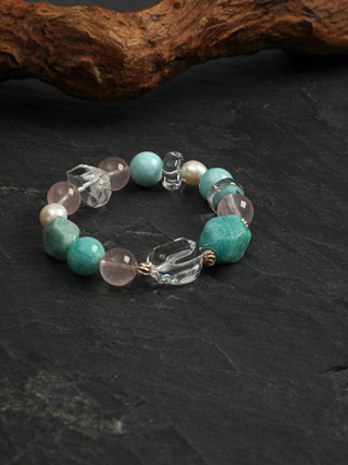 Blush Lagoon — Amazonite & Rose Quartz Bracelet