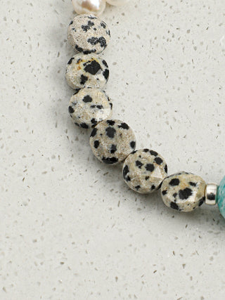 Lagoon Speckle — Amazonite & Freshwater Pearl Bracelet