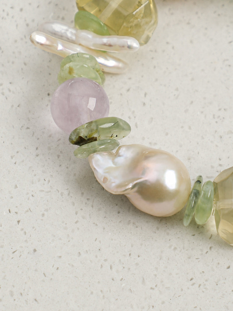 Pastel Reverie — Multigemstone & Baroque Pearl Bracelet