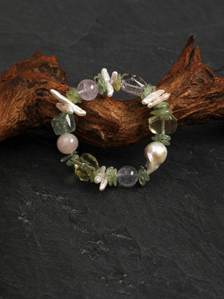 Pastel Reverie — Multigemstone & Baroque Pearl Bracelet