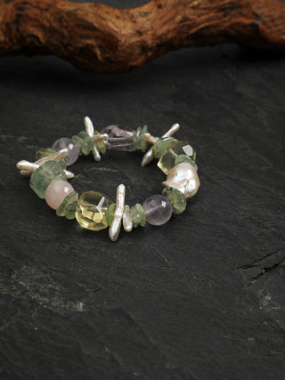 Pastel Reverie — Multigemstone & Baroque Pearl Bracelet