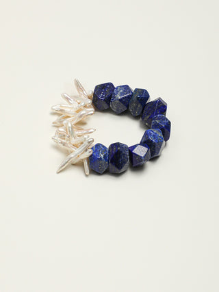 Azure Bloom — Lapis Lazuli & Freshwater Pearl Bracelet