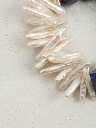Azure Bloom — Lapis Lazuli & Freshwater Pearl Bracelet